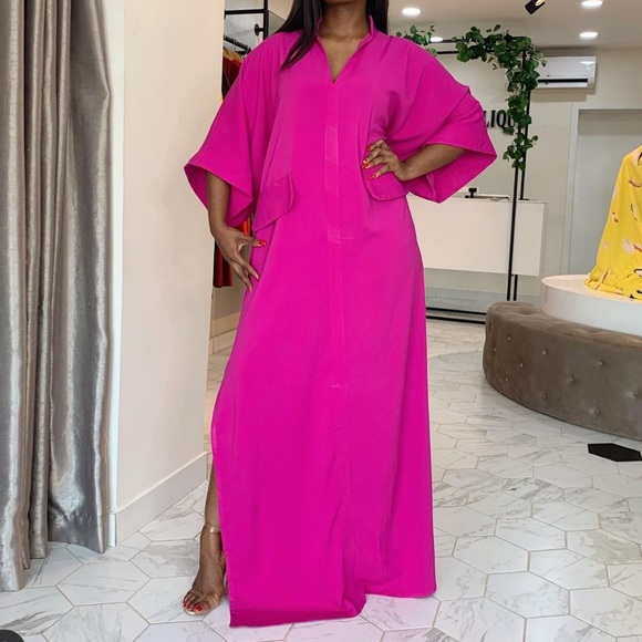 Dresses & Skirts - Free sz Kaftan dress with side slits + faux pocket